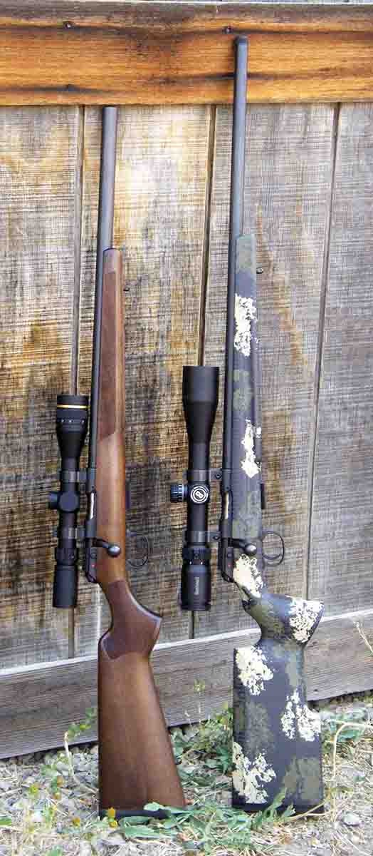 The CZ 457 Varmint (left) was fitted with a Leupold VX-Freedom 3-9x 33mm EFR scope. The 457 Varmint Precision Trainer (right) was topped off with a Bushnell 2.5-10x 44mm Engage scope.